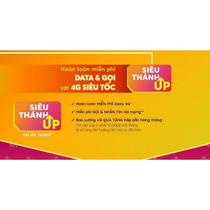 Sim 4G Siêu Thánh Up Vietnam mobile Data 5GB/ngày, Tài khoản 50k