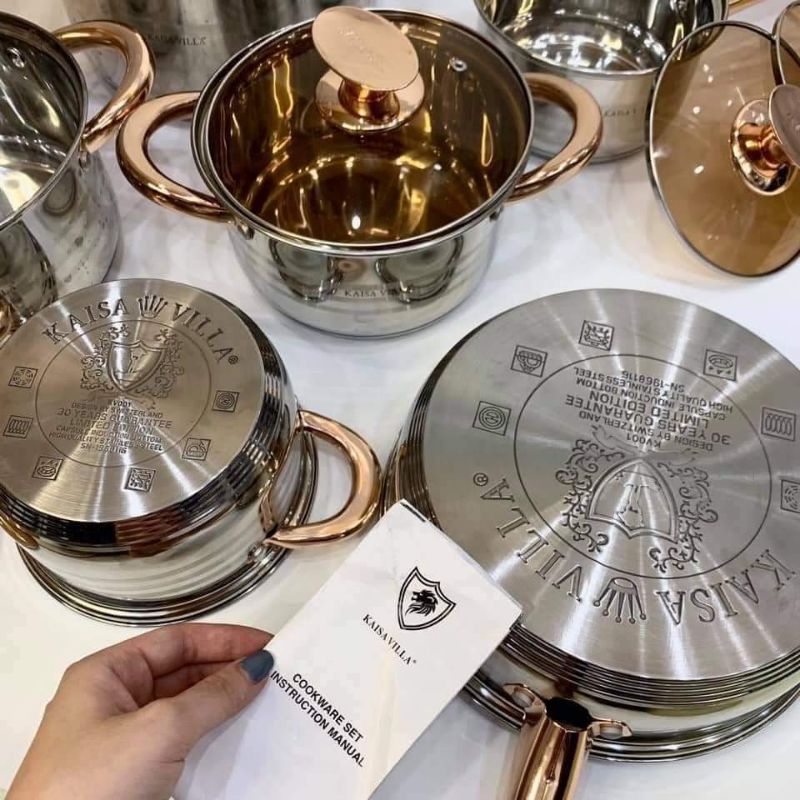 Bộ nồi 6 món làm bằng inox 304 không gỉ cao cấp