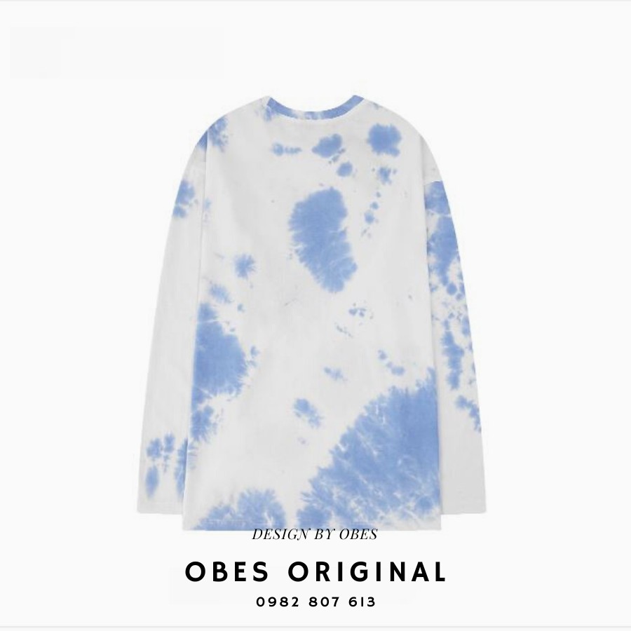 [OBES] Áo thun dài tay màu trắng vân xanh