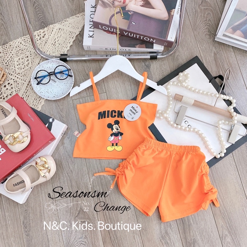 Xả Bộ Mkey 2 dây cotton mềm đẹp bé gái