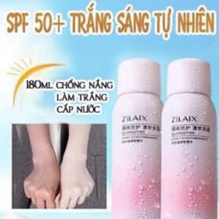 Có sẵn- Kem chống nắng ZILAIX SPF50+ làm trắng da dạng xịt bật tông trắng tự nhiên 180ml