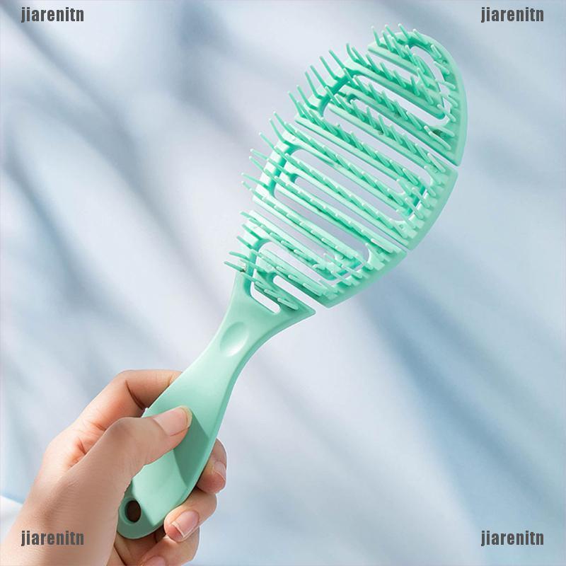 （jiarenitn）Wet Brush DryCurved Comb Massage Comb Fluffy Shape Ribs Curling Comb On Wet Hair