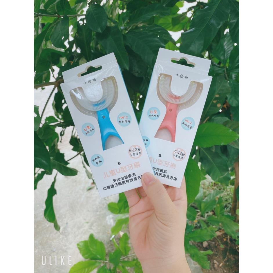 Bàn chải đánh răng chữ u cho bé từ 2_12 tuổi, bàn chải đánh răng trẻ em vệ sinh răng miệng nướu của trẻ_M