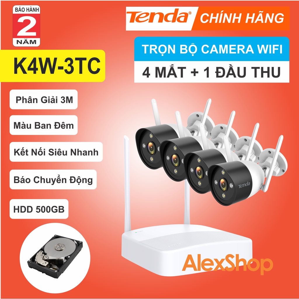 Bộ Kit 4 Mặt Camera Tenda K4W 3TC Camera Thông Minh - Chính Hãng