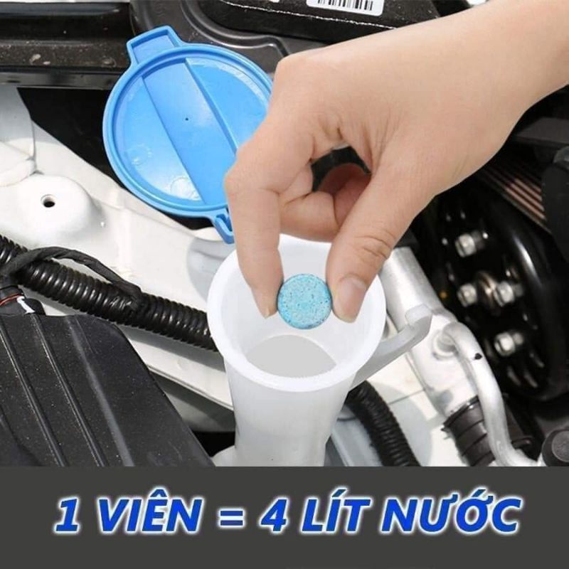 Hộp 10 viên sủi rửa kính ôtô,đâmh đặc tan nhanh không mùi,an toàn