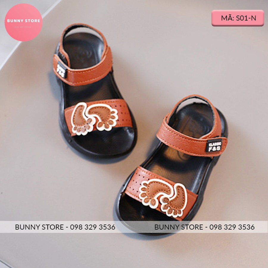 dép em bé trai Giày sandal cho bé hình bàn chân cá tính đế mềm chống trượt size từ 14 đến 16cm BUNNY STORE