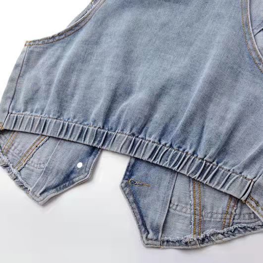 Áo Khoác Denim Không Tay Có Mũ Trùm Dáng Rộng Thời Trang Xuân Thu Dành Cho Nữ