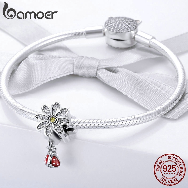 Mặt dây chuyền BAMOER SCC727 bằng bạc 925 thiết kế hình hoa cúc