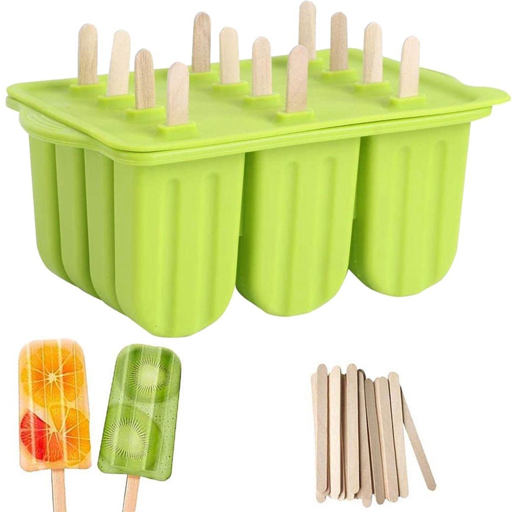 Khuôn Làm Kem Que Bằng Silicone Tái Sử Dụng Tiện Lợi