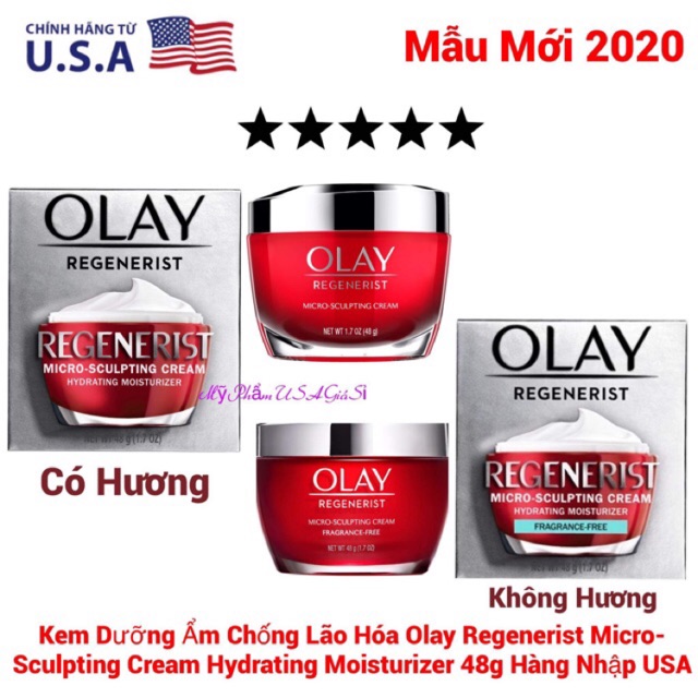 [Hàng Mỹ]Kem dưỡng ẩm chống lão hóa Olay Regenerist Micro-Sculpting Cream Face Moisturizer 48g