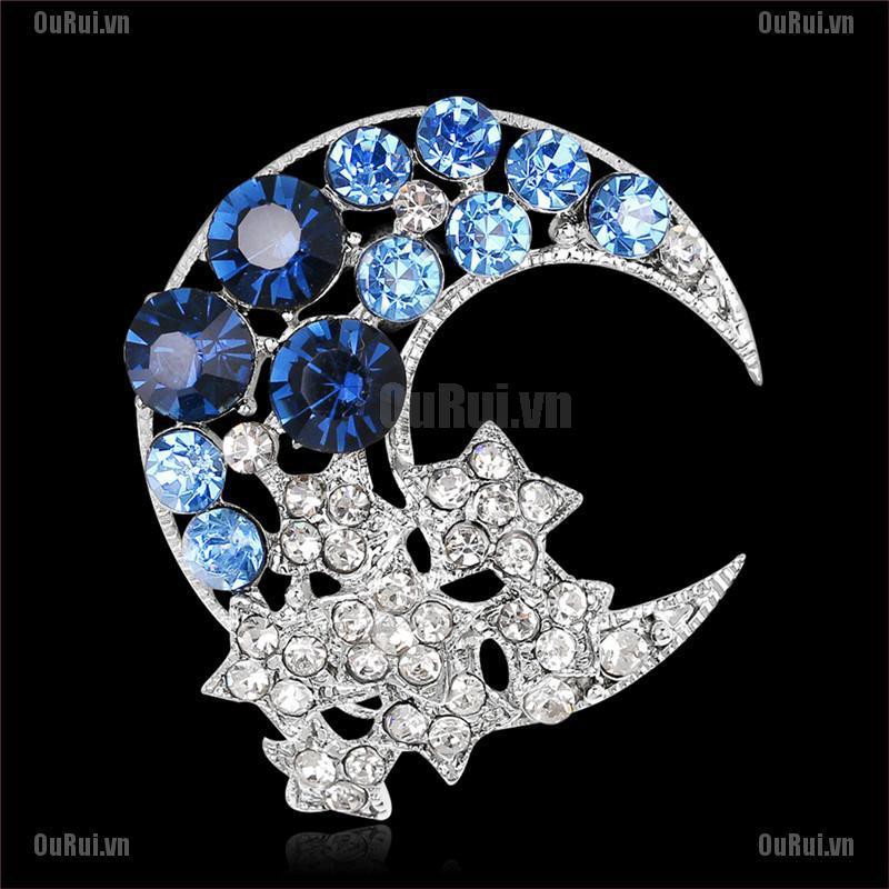Ghim Cài Áo Hình Mặt Trăng Đính Đá Lấp Lánh