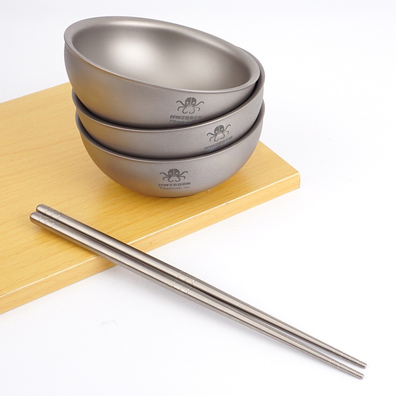 Tô Đựng Thức Ăn Bằng Titan Hai Lớp Cách Nhiệt Thân Thiện Với Môi Trường Phong Cách Nhật Bản