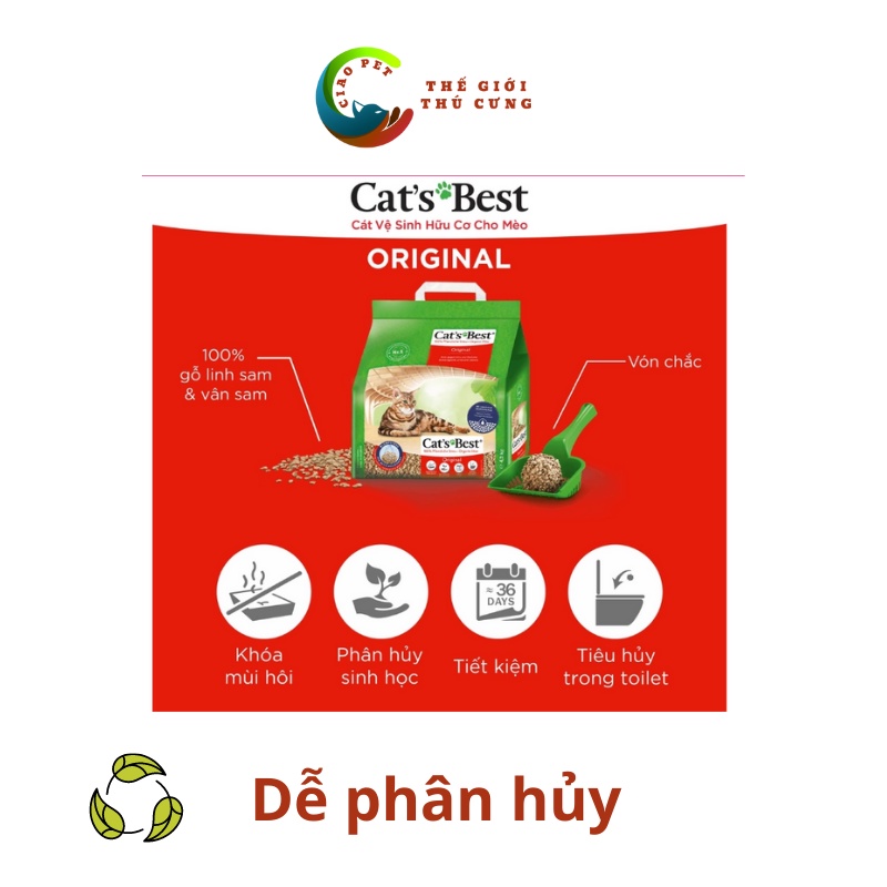 [30L] Cát vệ sinh hữu cơ cho mèo Cat's Best Original