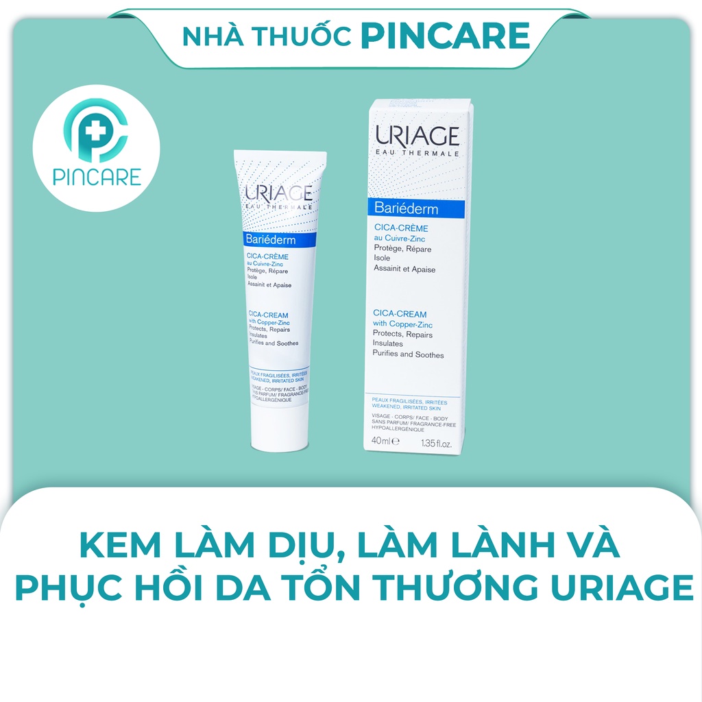Kem dưỡng ẩm phục hồi da Uriage Bariéderm Repairing Cica-Cream 40ml - Hàng chính hãng - Nhà thuốc PinCare