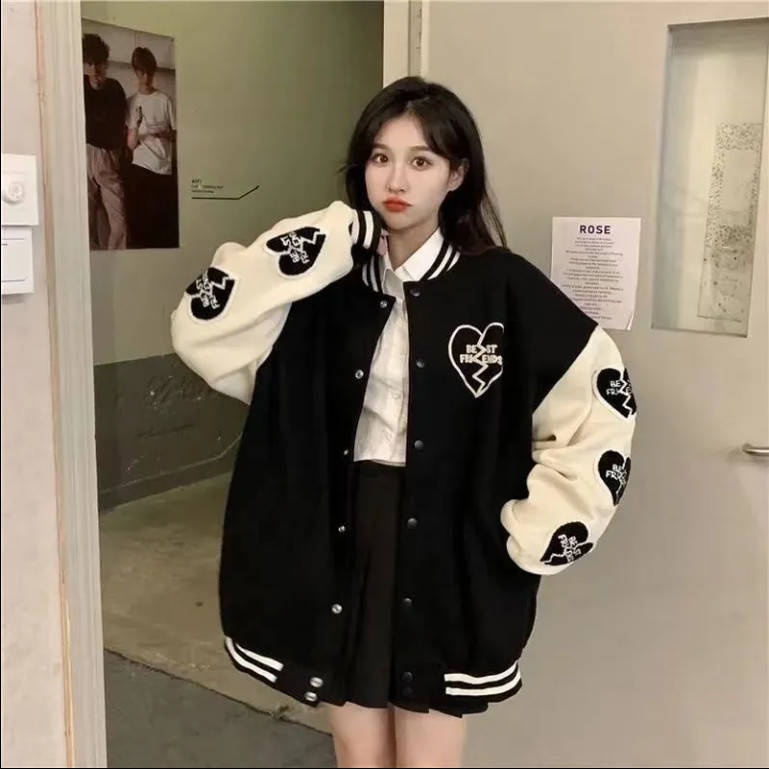 Áo Khoác Bóng Chày Dáng Rộng Phong Cách Preppy Thời Trang Xuân Thu Mới Cho Nữ