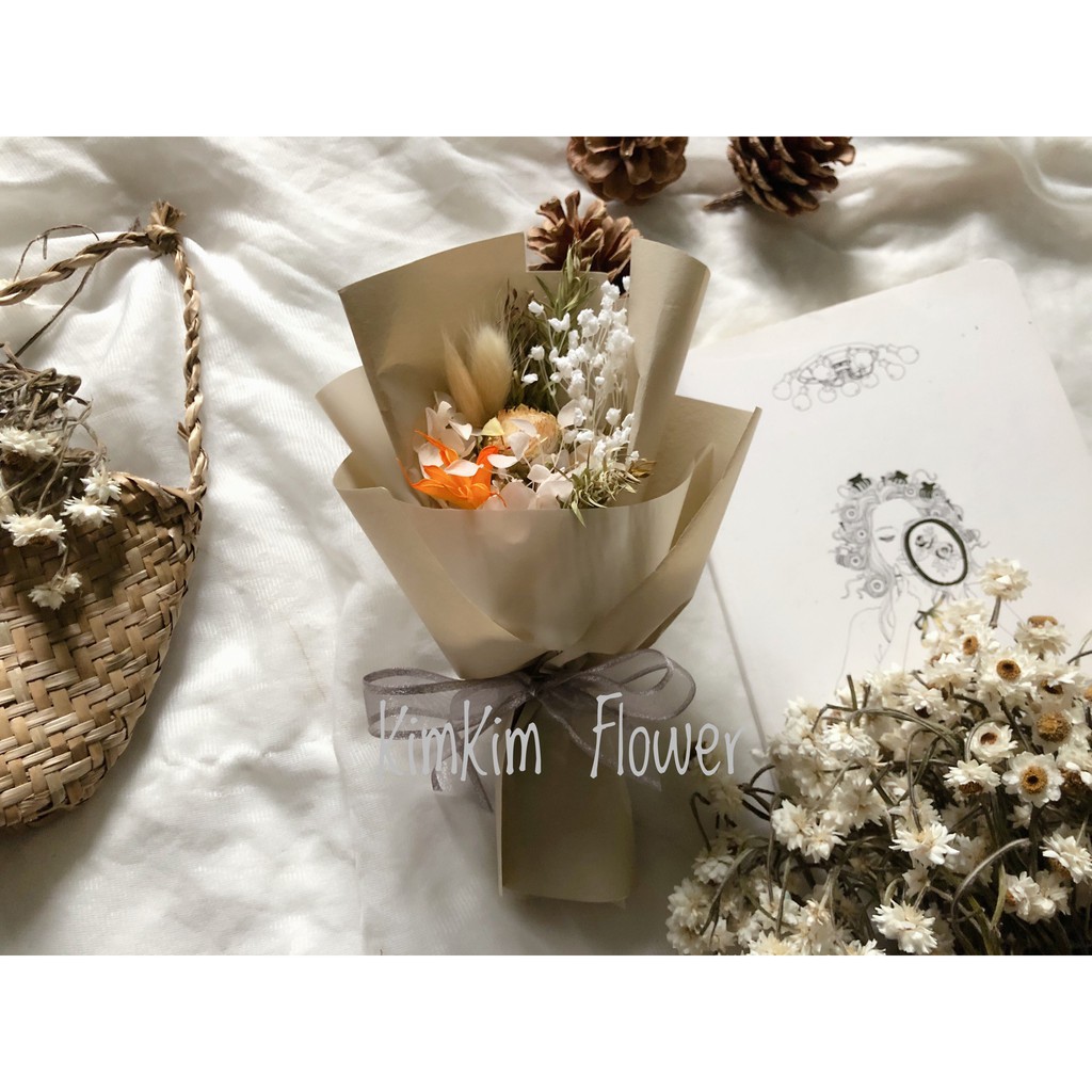 Bó hoa khô mini, hoa khô decor chụp hình , quà tặng