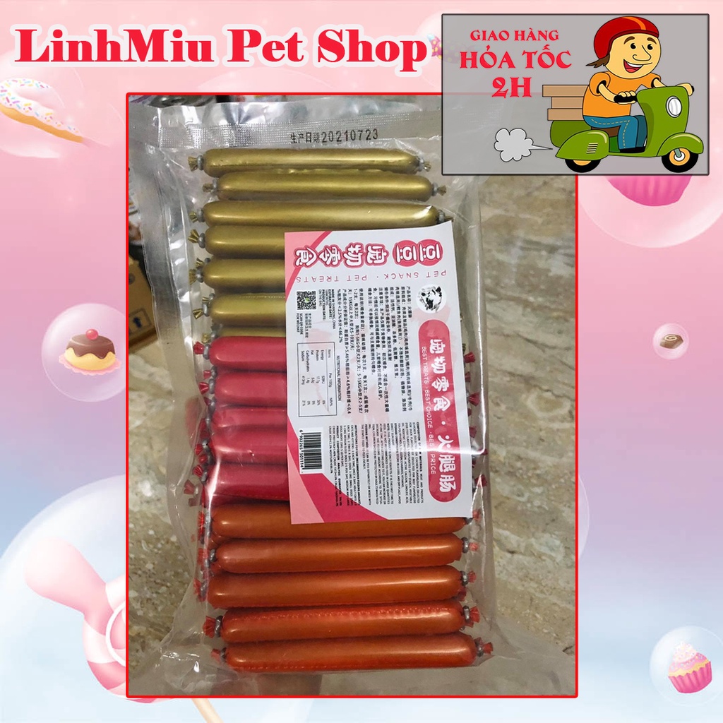 1 Gói Xúc xích ăn liền cho Chó và Mèo Mix 3 Vị Gà - Bò - Vịt 60 cái