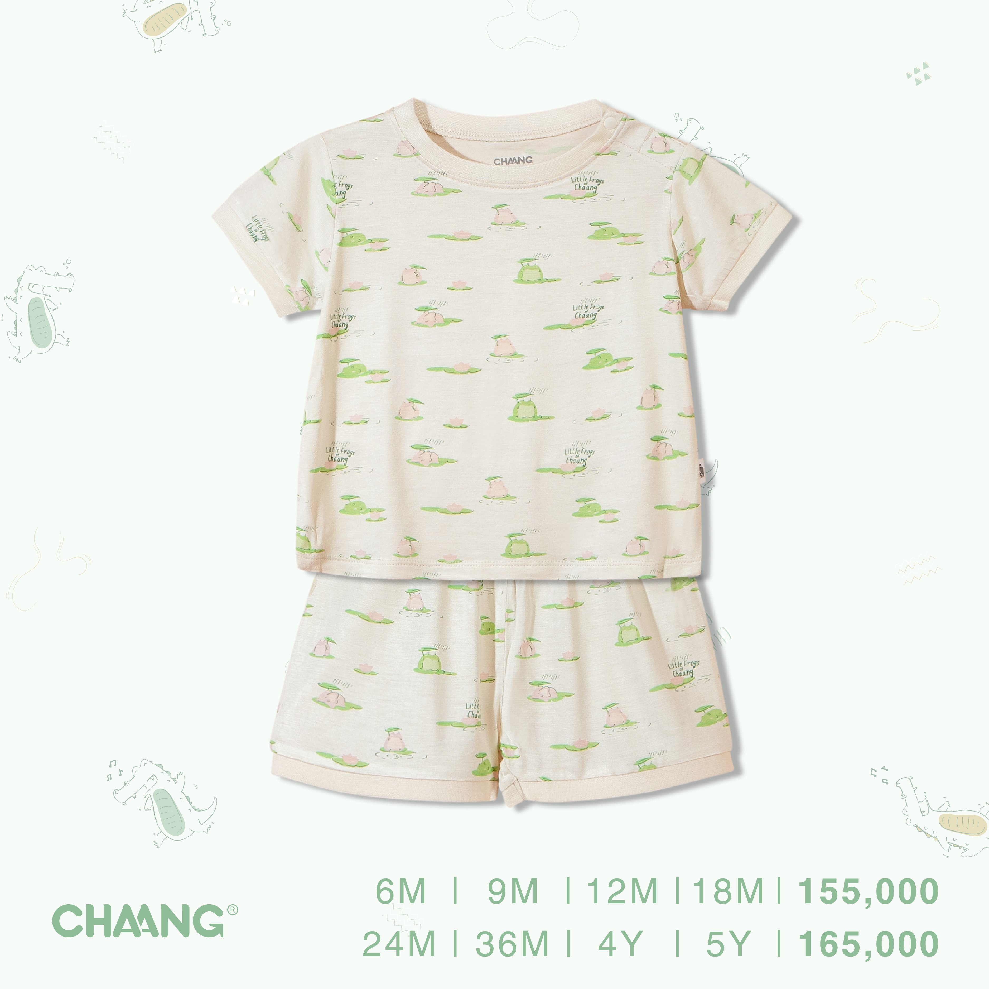 🌸Mẫu 2021🌸 Bộ quần áo tay ngắn mùa hè bé trai/bé gái cúc vai CHAANG LAKE summer cotton bambom 2021