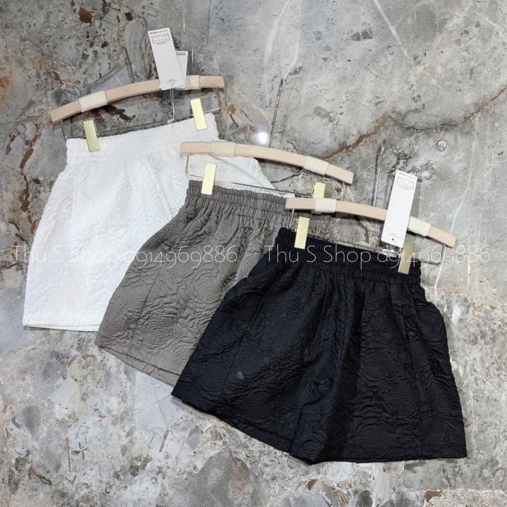 Quần Short Đùi Nữ Dáng Váy Vải Xốp Phồng Dập Nổi 3D, Sooc Nữ Lưng Cao Form Rộng Hàng Đẹp THUS2113