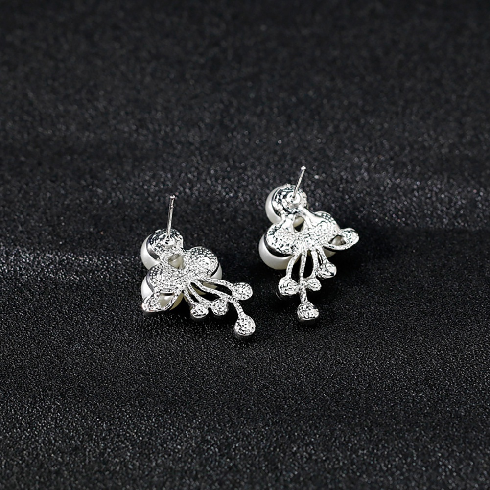 Bộ Vòng cổ + bông tai hợp kim đính đá/ngọc trai giả xinh xắn