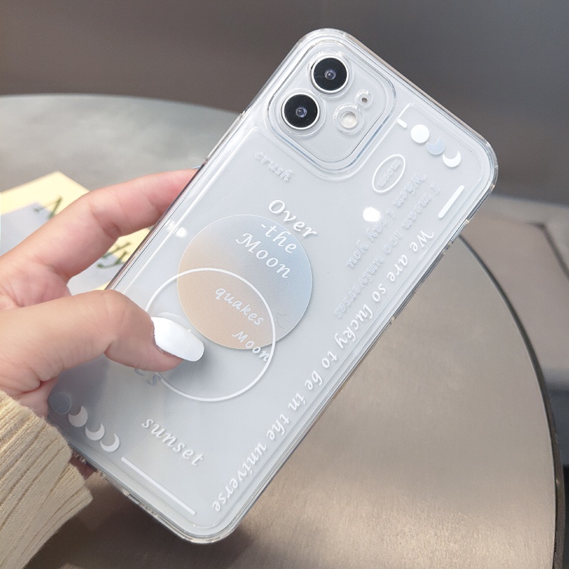 Ốp điện thoại silicone trong suốt in hình trăng thích hợp cho iPhone 13 12 11 Pro Max X Xr Xs 7 8 6 6s Plus SE 2020