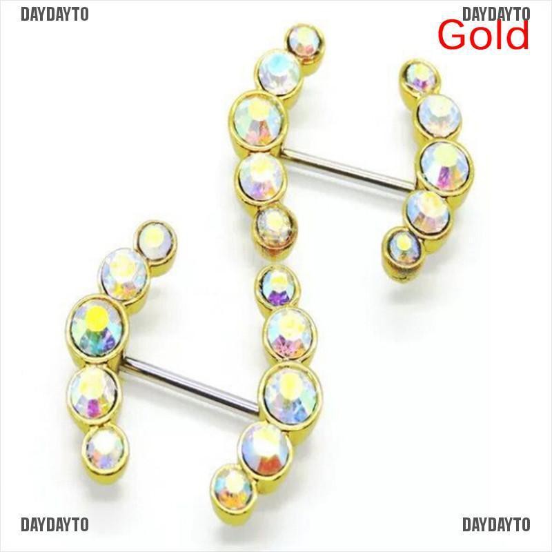 [DAYDAYTO] Khuyên Xỏ Nhũ Hoa Cơ Thể Bằng Thép Pha Lê Quyến Rũ