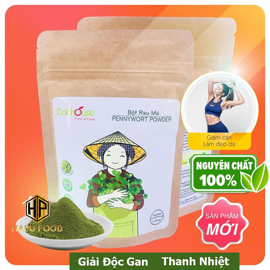 Bột rau má Dalahouse nguyên chất sấy lạnh - Thanh nhiệt, giải độc cơ thể, ngăn ngừa lão hoá 50Gr