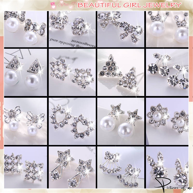 Bông Tai Hình Giọt Nước / Ngôi Sao / Bướm / Trái Tim Đính Đá Thời Trang Cho Nữ