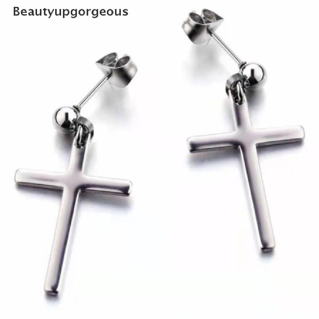 Đẹp Mắt|Khuyên Tai Dáng Dài Màu Đen Hình Thánh Giá Phong Cách Punk Cá Tính Cho Nam Nữ