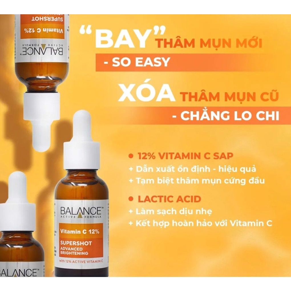 Serum Sáng Da Mờ Thâm Balance Active Formula Vitamin C 12% Supershot Advanced Brightening Serum 30ml