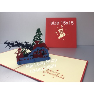 Khung cảnh giáng sinh 3  - Noel - Thiệp 3D (size 15x15)