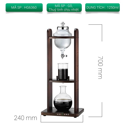 Volcano Bộ dụng cụ pha cà phê cold drip hình vuông