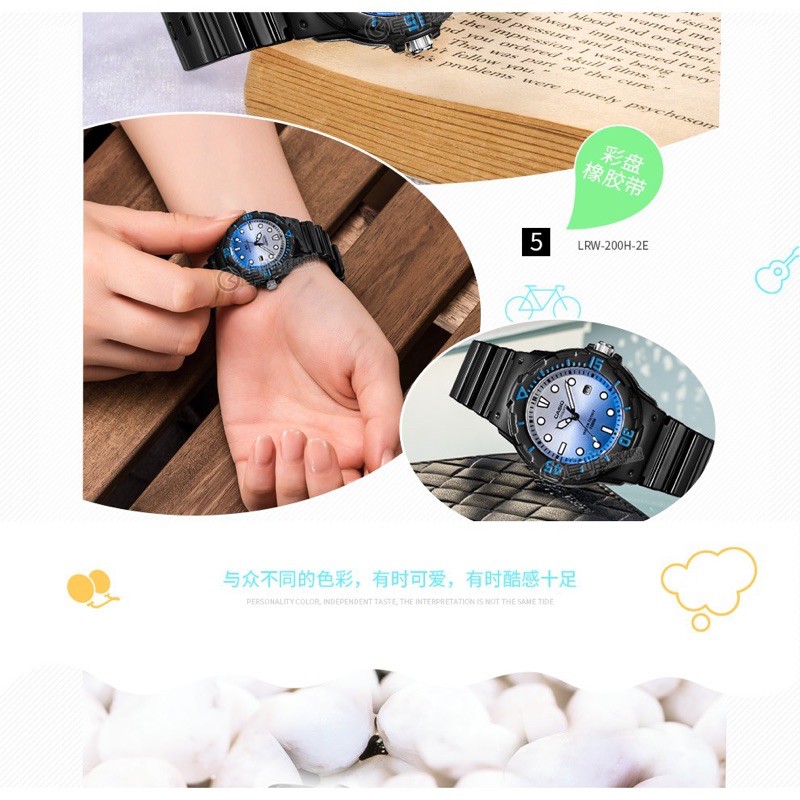 Đồng hồ nữ dây nhựa Casio chính hãng Anh Khuê LRW-200H-2EVDR