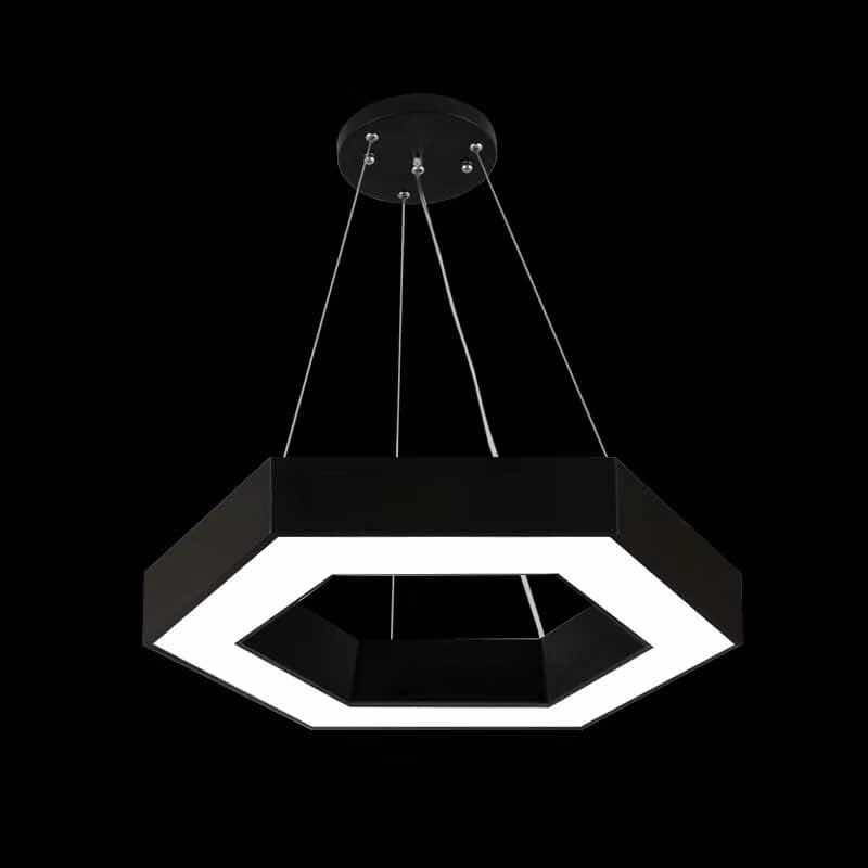 Đèn LED thả trần hình tròn, lục giác, thanh hộp 1.2m màu đen, trắng cho văn phòng, quán cafe