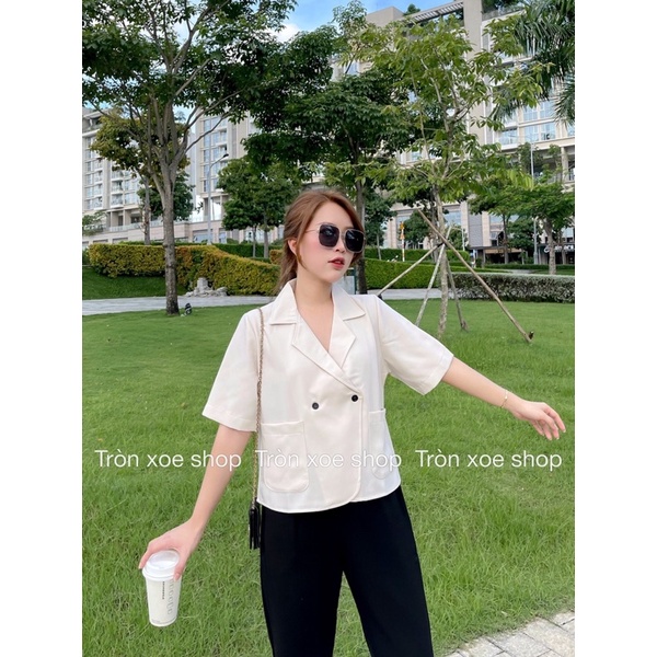 Áo BLAZER NGẮN TAY Tròn Xoe Shop 2 túi thật , Croptop , blazer phong cách công sở 1 lớp style Hàn Quốc mẫu shop chụp