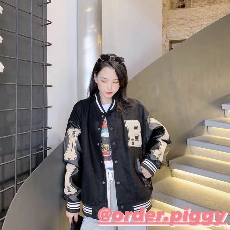 [ORD] Áo Khoác Bomber Bone Varsity Jacket Tay Xương