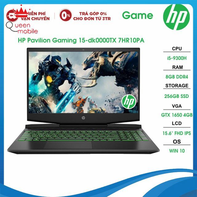 Laptop HP Pavilion Gaming 15-dk0000TX 7HR10PA i5-9300H | 8GB | 256GB | GTX 1650 4GB | 15.6 FHD IPS | WIN 10 | BigBuy360 - bigbuy360.vn