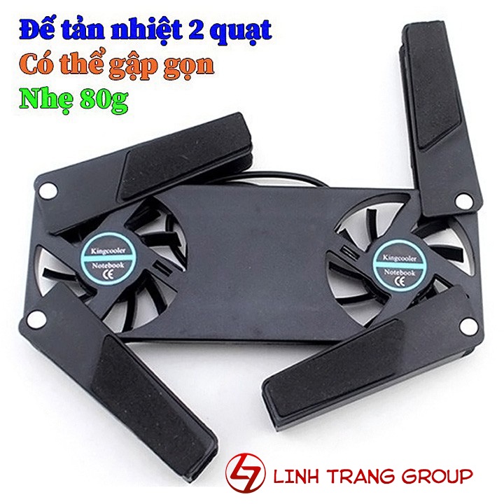 Đế tản nhiệt 2 quạt có thể gập gọn cho laptop - DTN6