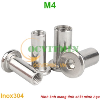 Shopee.vn/ocvitmin  Đai Ốc Dù Đầu Lục Giác M4 Tán Dù Ecu Dù Inox 304