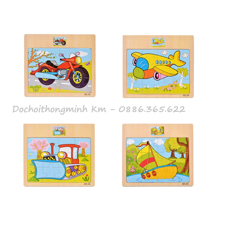 SỈ LẺ GIÁ TỐT Tranh puzzle gỗ ghép 12 mảnh kèm hình mẫu phía trên