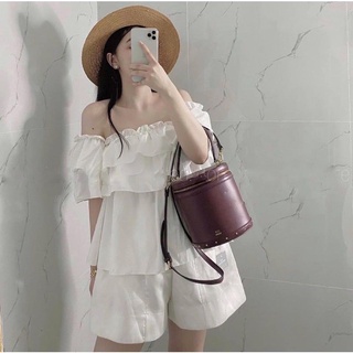Áo trễ vai 3 tầng cộc tay, áo kiểu croptop bánh bèo siêu hot