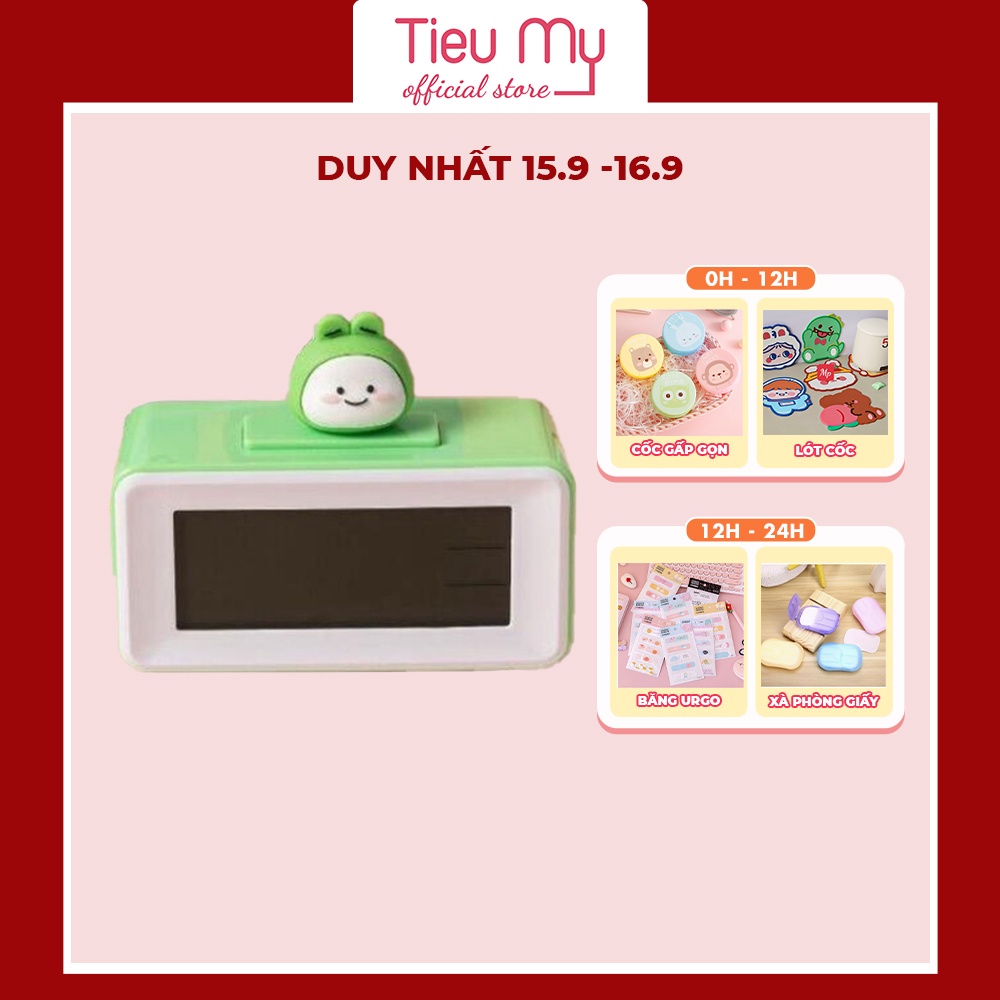 Đồng hồ điện tử thông minh báo thức TieuMy siêu đẹp đa năng để bàn làm việc, trang trí bàn học cute