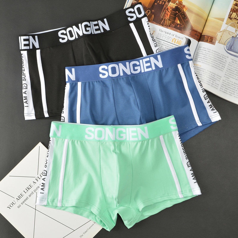 Quần Lót Boxer Vải Mềm Thoáng Khí In Chữ Cá Tính Cho Nam