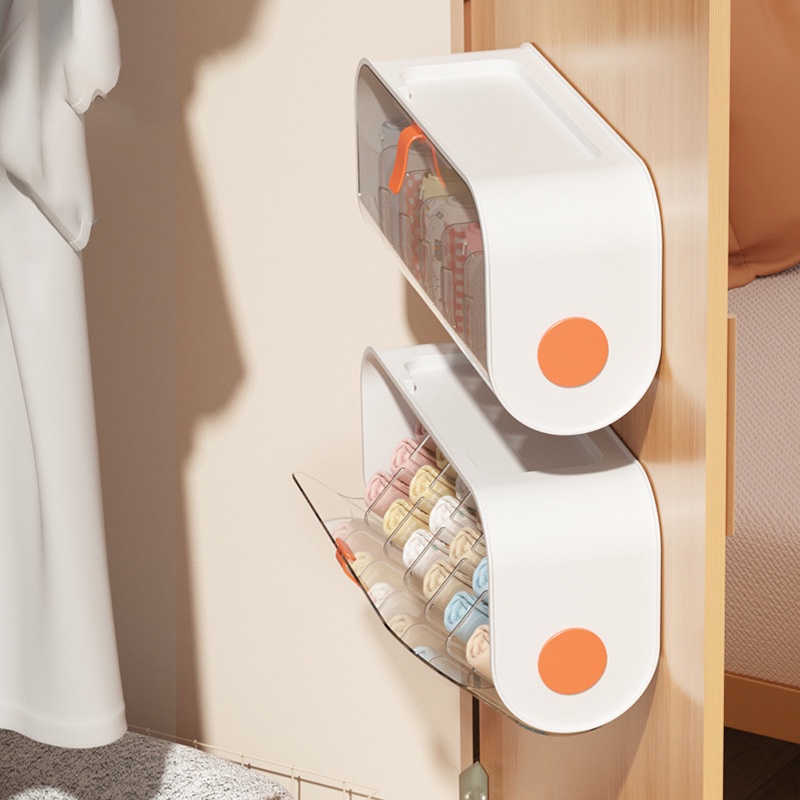 Hộp Đựng Đồ Lót / Vớ Trong Suốt Treo Tường Tiện Dụng Ốp gắn tường khay đựng tất vớ vải