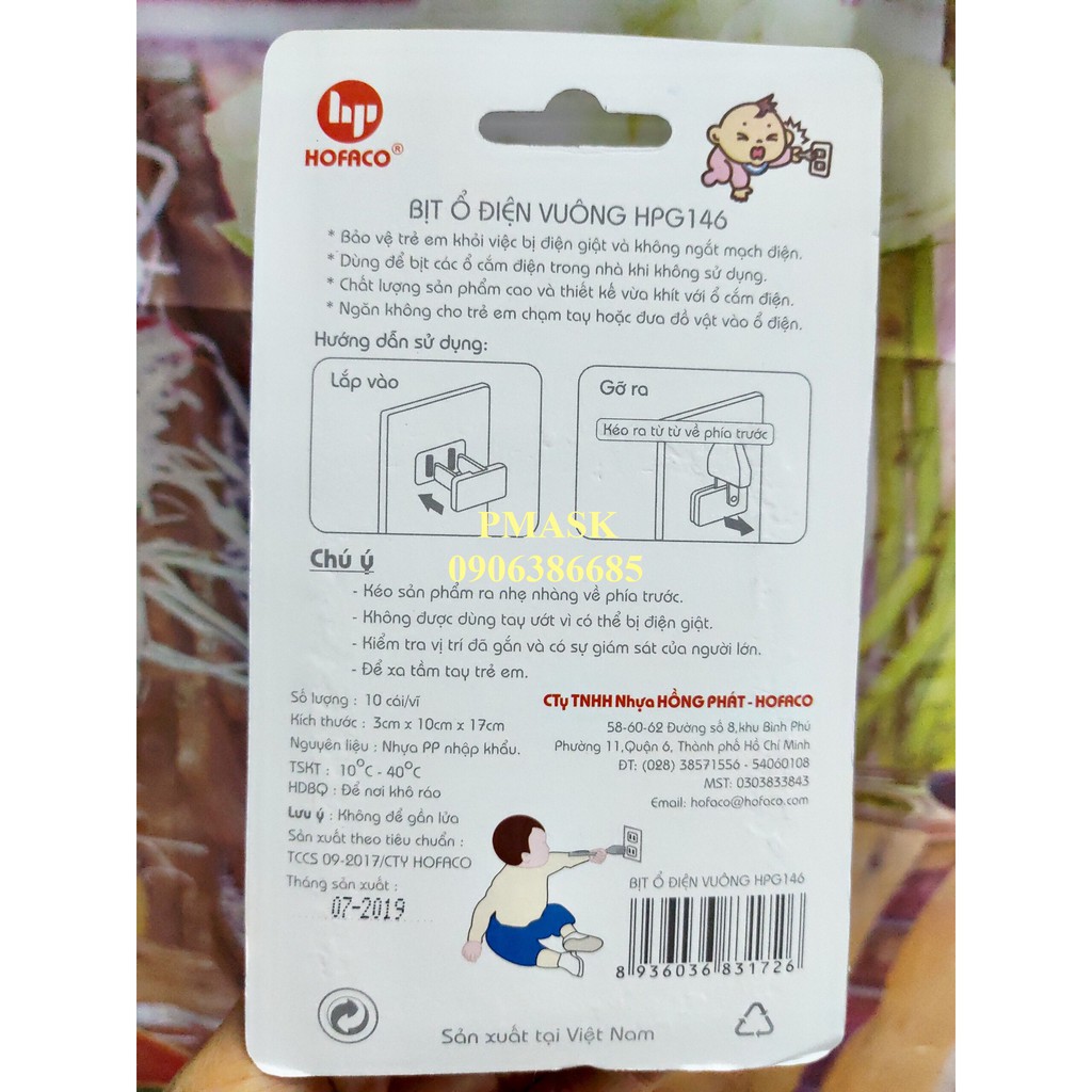 Nút Bịt ổ điện Vuông 10 cái HPG146 Tiện Lợi, An Toàn - HOFACO Hàng Việt Nam Chất Lượng Cao
