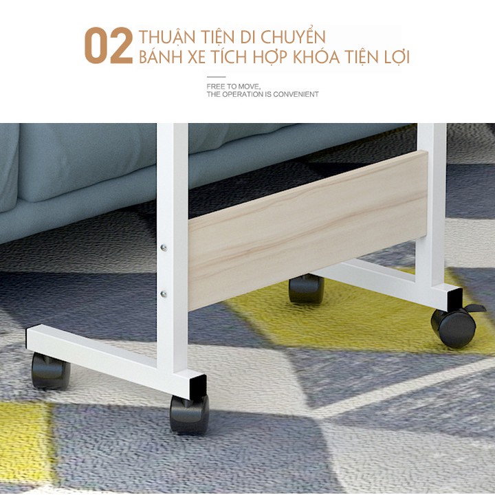 Bàn làm việc - bàn văn phòng đa năng tiện ích có bánh xe mẫu mới - Kích thước 60*41 cm