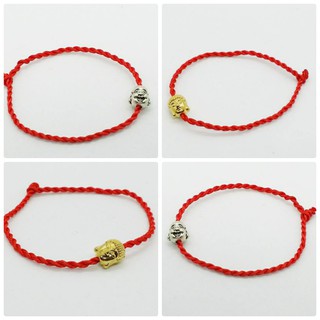 Vòng tay chỉ đỏ may mắn charm đầu phật (mạ vàng, mạ bạc)
