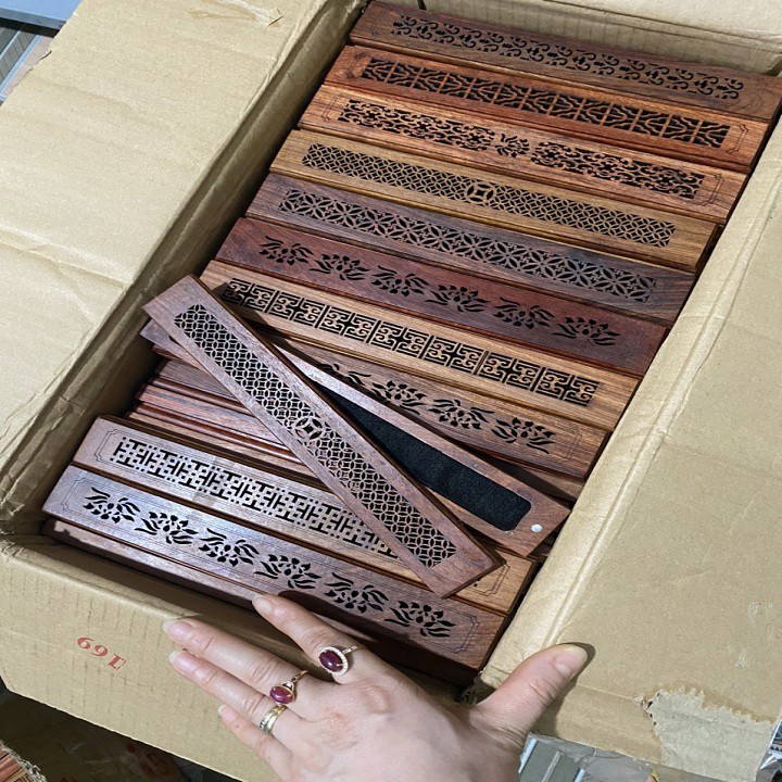 Khay gỗ đốt trầm hương không tăm - gỗ hương