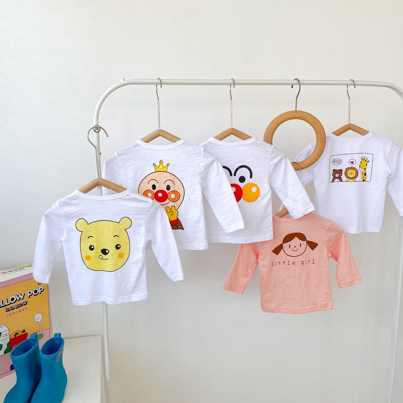 Áo Sơ Mi Cotton Tay Dài Kiểu Hoạt Hình Xinh Xắn Đáng Yêu Cho Bé 0-3 Tuổi