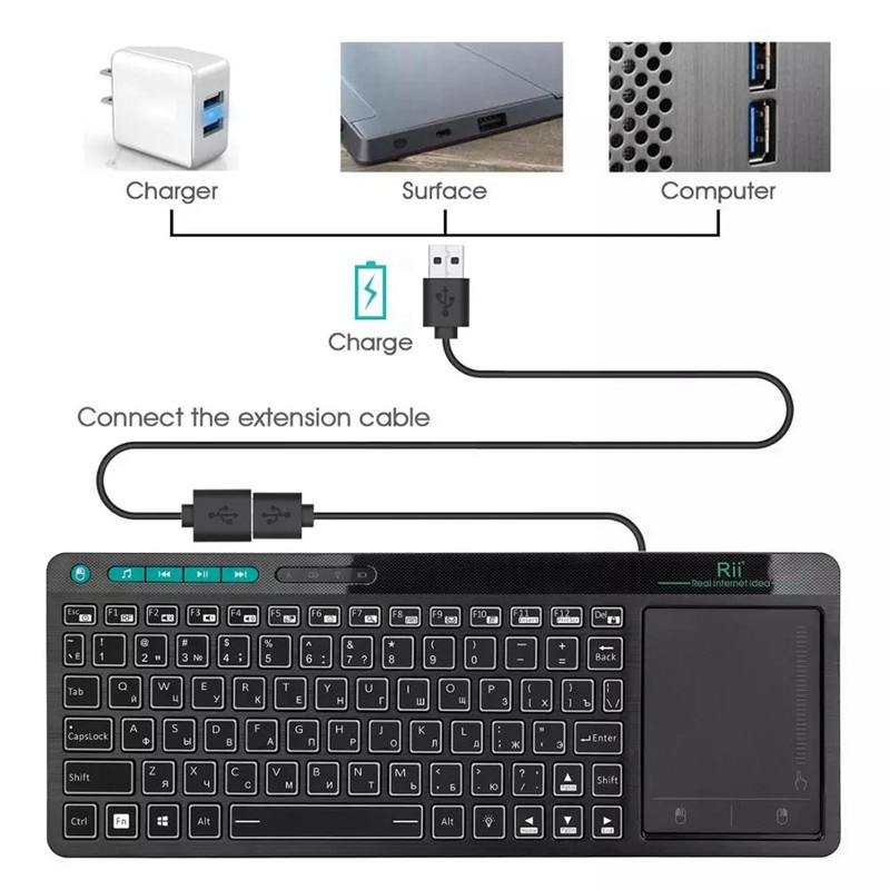 Rii K18+ Keyboard, with Touchpad for Smart Tv, Android Tv Box, Iptv